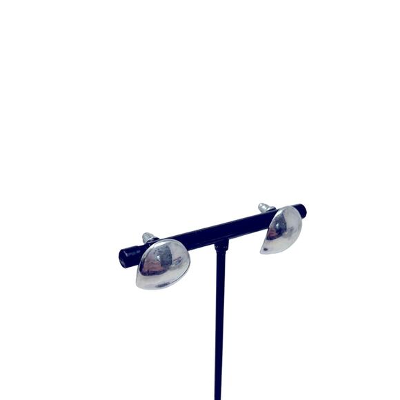 925 Women's Oval Curved Sterling Silver Pierced Stud Earrings - Picture 6 of 11